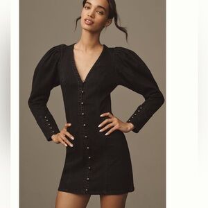 Nwt puff sleeved denim mini dress pilcro